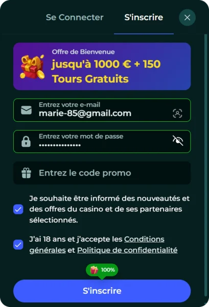 ​Fonctionnalités d'inscription de Savaspin Casino​